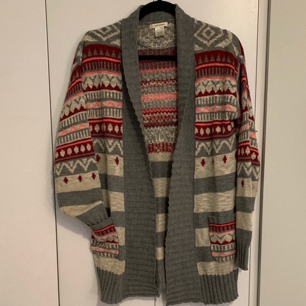 Aztec striped long sweater cardigan